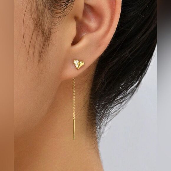 Dainty heart earrings #1354 - Picture 1 of 4